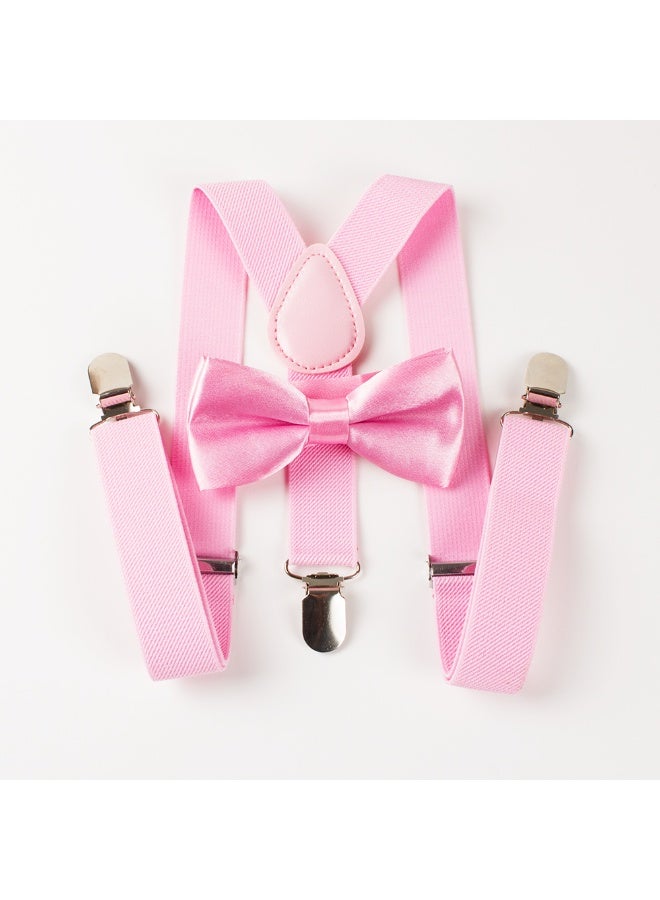 Child Kids Clip-on Suspenders Elastic Y-Shape Adjustable with Clips and Bow Tie Set for Boys and Girls - Image 2